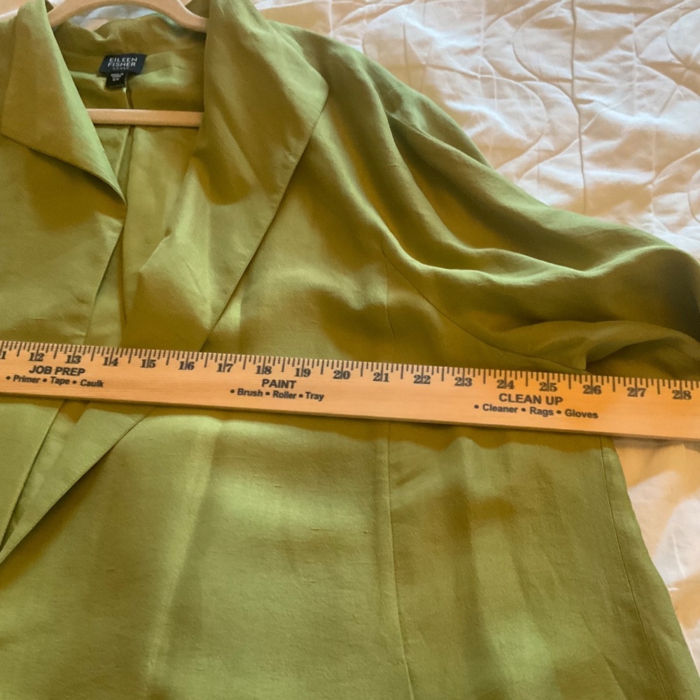 Eileen Fisher Gorgeous Green Silk Blend Open Swing Jacket 2X EUC Retail $314 - Picture 3 of 6